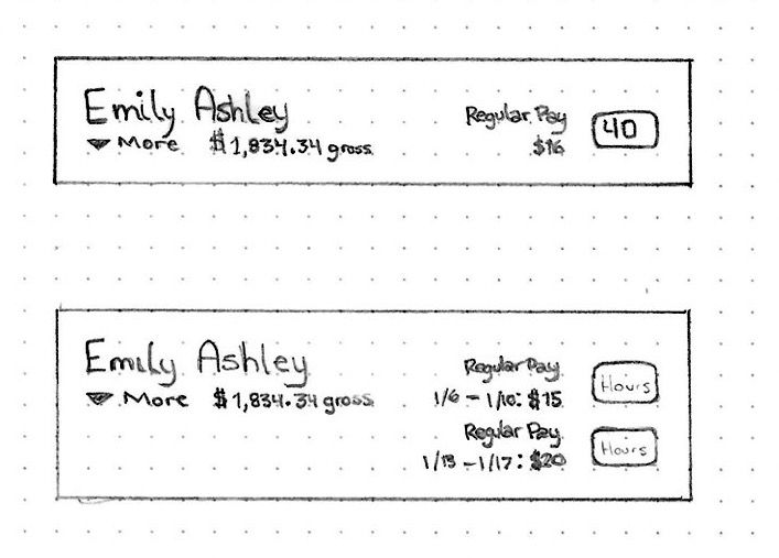 Sketches of the main accordion panel with variations