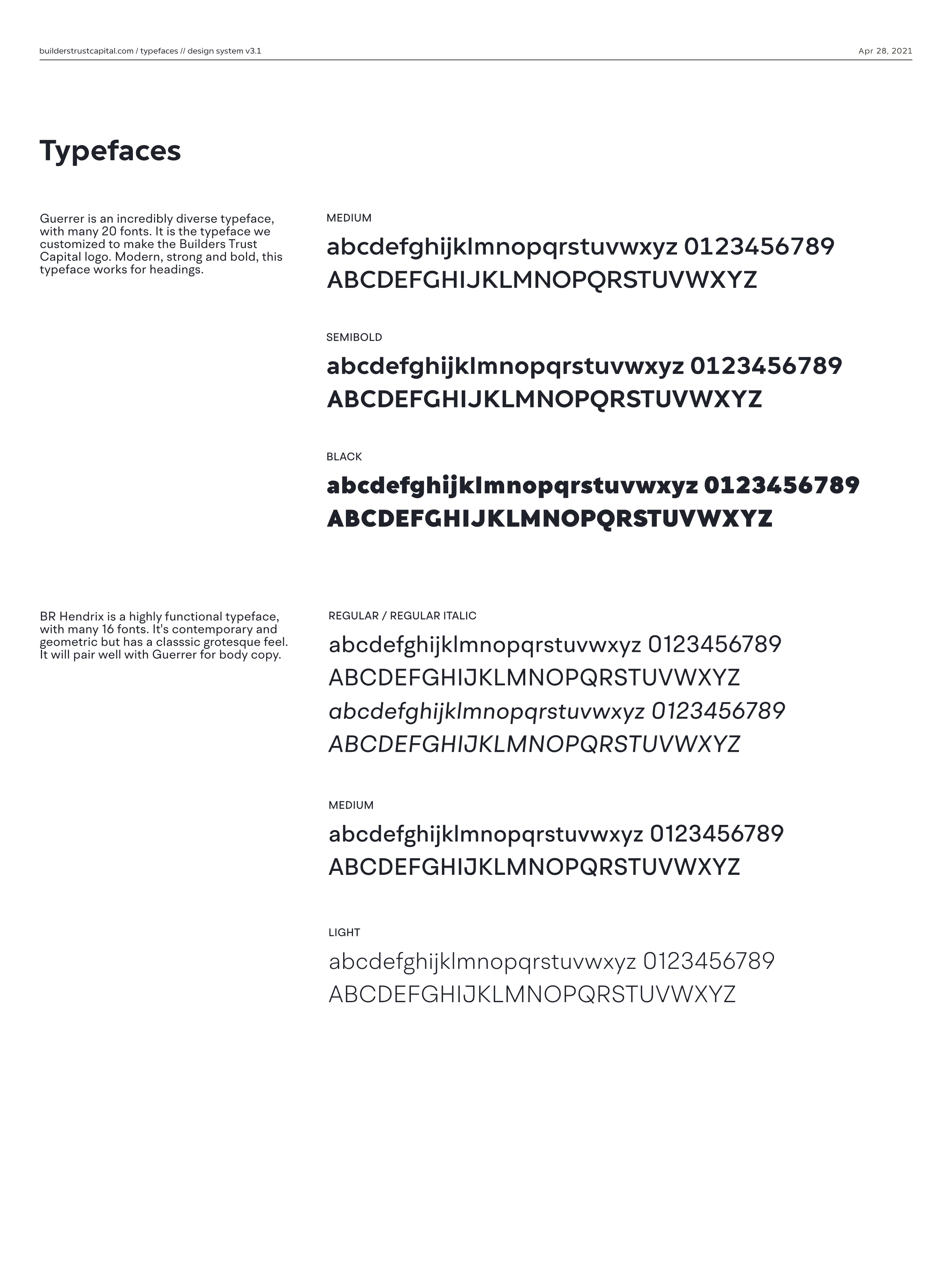 Builders Trust Capital typography guide