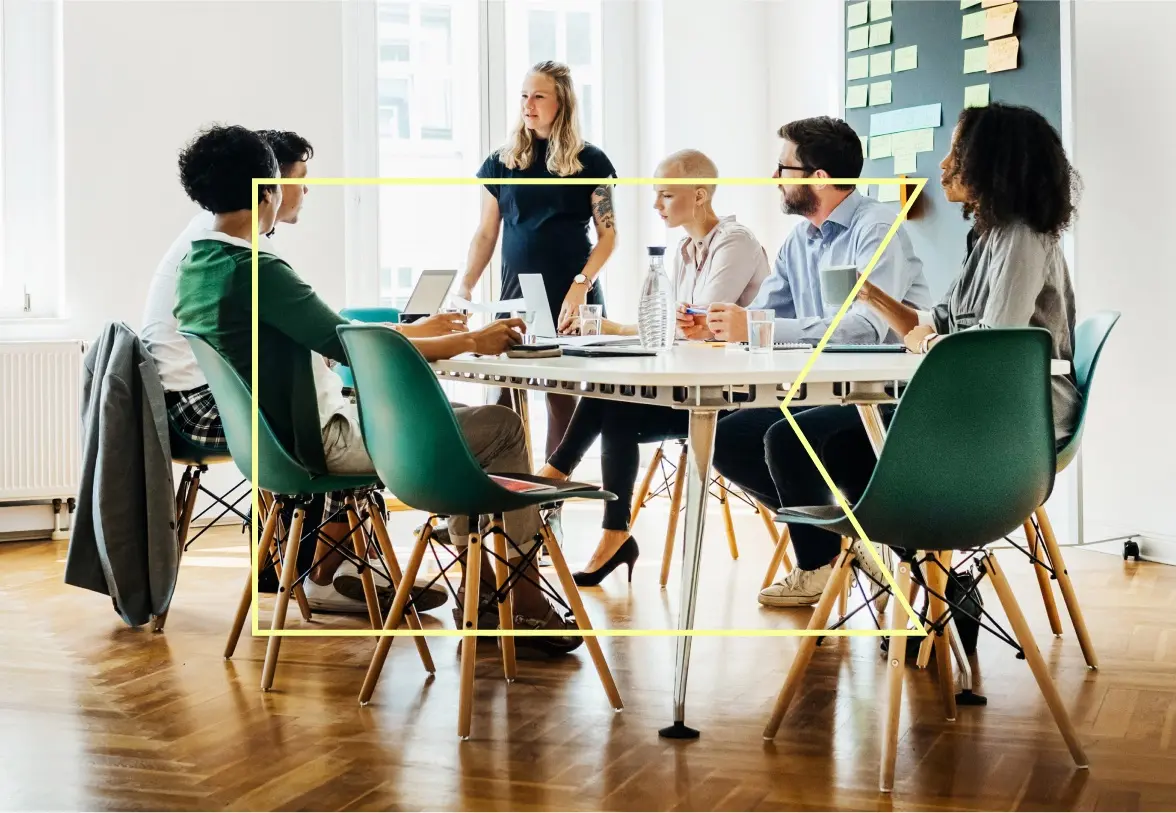 A team working together around a table
