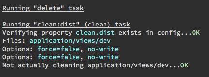 Console feedback from grunt delete task